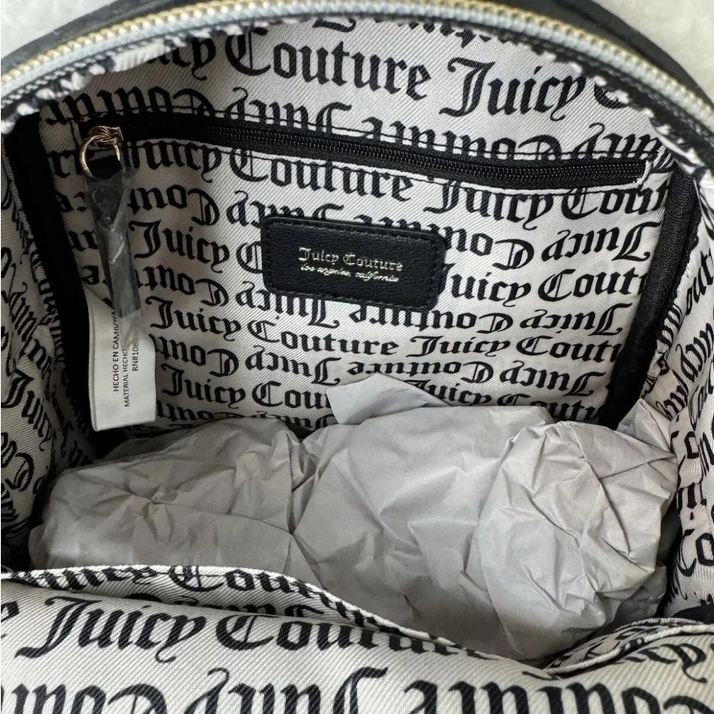 Juicy Couture Black & White Faux Sherpa Flashback Small Backpack
